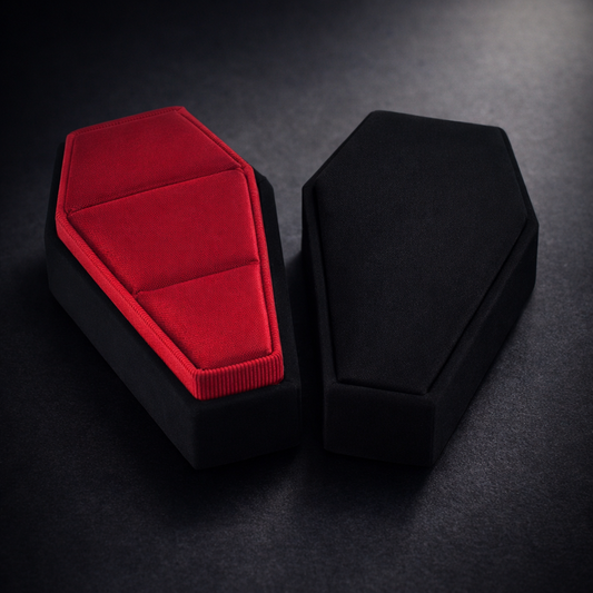 caja de anillos ataud